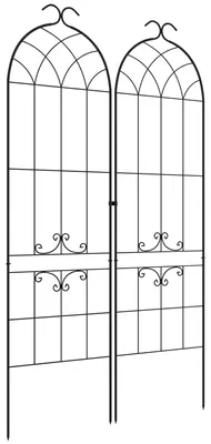Image de Lot de 2 treillis de jardin, support pour plantes grimpantes en mšŠtal, 50L x 181H cm, noir
