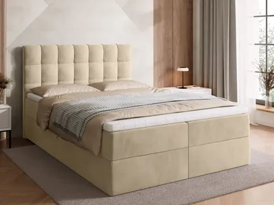 Produktbild von BroMARKT Boxspringbett DETROIT mit 2 Bettkasten, Bonell-Matratze, Polsterbett, Bett (Beige, Paros 02, 140 x 200 cm)