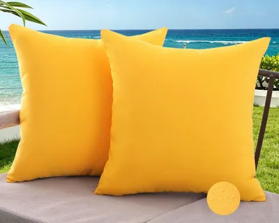 Produktbild von Kissenbezug 45x45 cm Gelb Wasserdicht Dekoratives Kissen für Gartenbank, Balkon, Terrasse, Sofa, Wohnzimmer