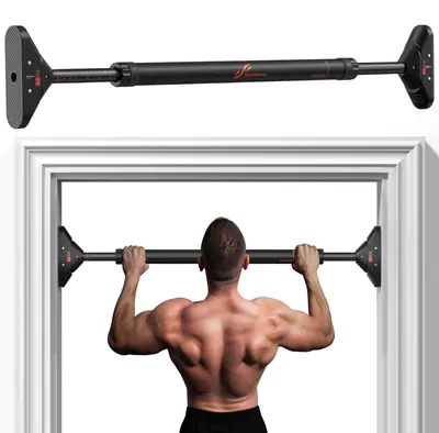 Zdjęcie produktu dla Drążek do podciągania drzwiowy - Regulowany 75-94 cm - Bez wiercenia - Maks. 200 kg - Stal