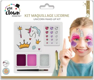 Produktbild von Schmink-Set mit Einhorn-Tattoos für Kinder - Einheitsgröße