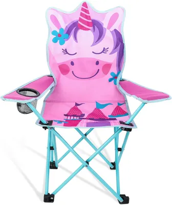 Produktbild von Kinder Campingstuhl, faltbarer Klappstuhl mit Getränkehalter, Einhorn, für Outdoor-Aktivitäten