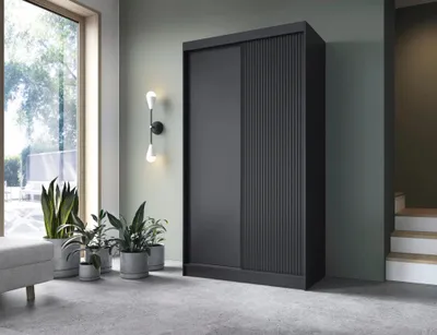 Obrázek produktu pro Šatní skříň s posuvnými dveřmi 120 cm CALYPTRA - černá