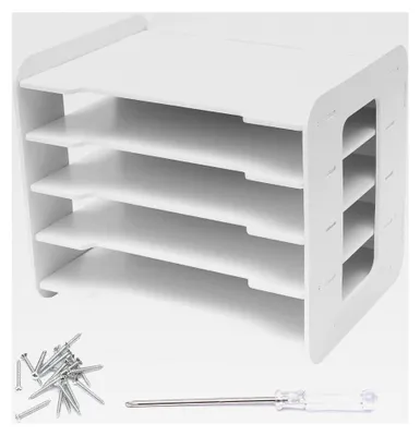Produktbild von Ablage für Schreibtisch, Schubladenbox A4 mit 5 Fächern, 34 * 25 * 26,5 cm Ordnungssystem für Büro, Dokumentenhalter zur Aufbewahrung und Organisation