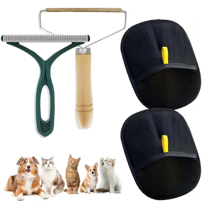 Fusselentferner-Set, 4-teilig, Katzenhaare, doppelseitig, wiederverwendbar