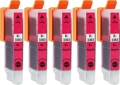 Image de 5 cartouches d'encre compatibles T3363, T33 XL Magenta pour Epson Expression Premium XP-530, XP-540, XP-630, XP-635, XP-640, XP-645, XP-830, XP-900, XP-7100