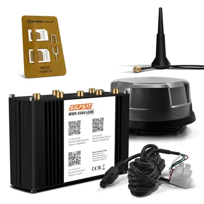 Produktbild von SELFSAT MWR 5560 eSIM 5G Cat 19 WLAN Router bis 3,4 Gbps inkl. Panorama Antenne schwarz