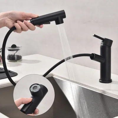 Produktbild von Homelody Schwarz Wasserhahn Küche,Küchenarmatur Zwei Sprühfunktionen,Küchenarmaturen Einhebel,Mischbatterie Armatur 360°Schwenkbar,Küchenarmaturen