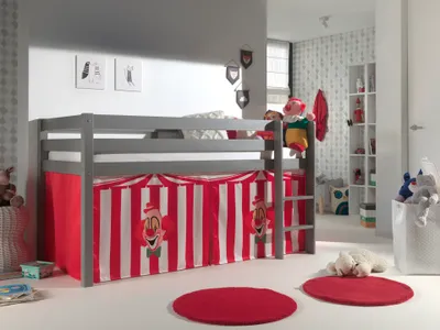 Produktbild von Vipack Spielbett Pino, inkl. Rolllattenrost, Liegefläche 90 x 200 cm mit Textilset "Zirkus"