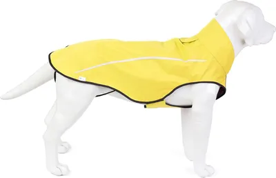 Produktbild von Hunde-Regenjack Verstellbare wasserdichte Tierbekleidung Leichtgewicht Regenjack mit reflektierendem Streifen Einfache Einstiegsschließe (S, gelb)