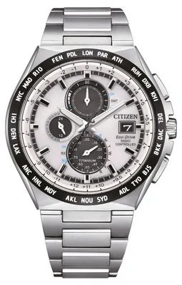 Immagine prodotto di Citizen AT8238-84A Eco Drive orologio radiocontrollato orologio da uomo titanio data argento