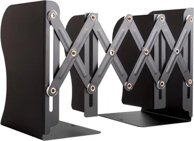 Produktbild von Verstellbare Buchstützen aus Metall, 10 bis 50 cm breit, schwarz-weiße Modelle für Bibliothek und Schule