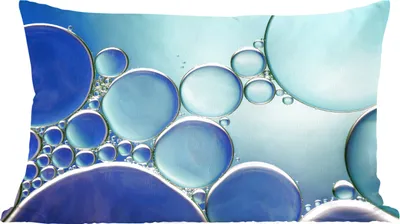 Produktbild von MuchoWow® Zierkissen Sofakissen Wohnzimmer Dekokissen 50x30 cm Blasen - Blau - Wasser - Wohnzimmerdekoration - Polster mit Photo