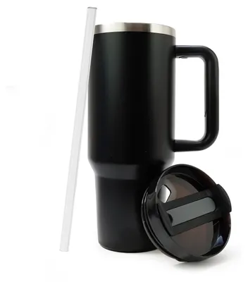 Productafbeelding van Eurocatch Tumbler 1.2L - Thermosbeker met Rietje en Handvat - 11 uur koud 48 uur met ijs - Vaatwasserbestendig - Zwart