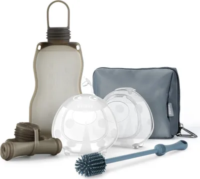 Produktbild von Haakaa On-the-go Pumpen und Aufbewahrungs-Set - Stahlblau