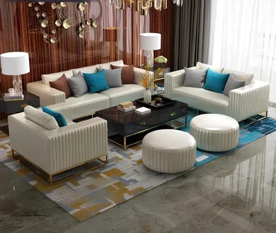 Immagine prodotto di Divano Chesterfield in metallo set di sedute imbottite set di divani 3+1 design in pelle