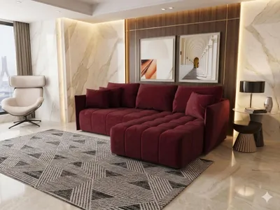Produktbild von CORNERO Ecksofa mit Schlaffunktion und Bettkasten CHICAGO L-Form Couch mit Stauraum Ecksofa in L-Form Wohnlandschaft Rot Ottomane rechts