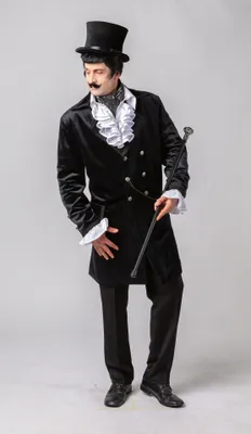 Produktbild von Gehrock de Luxe Samt schwarz Gentleman Biedermeier Western, Groesse:52/54