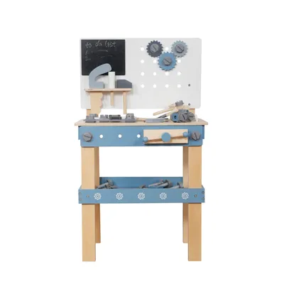 Produktbild von Kinder Werkbank aus Holz mit Zubehör, 40+ Spielteile Montessori - GINGER HOME