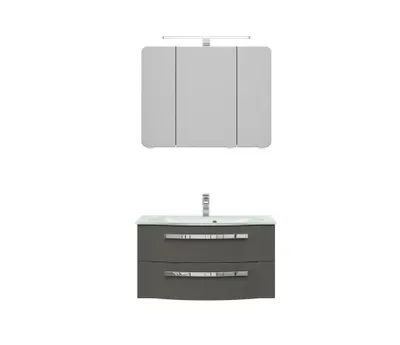 Produktbild von PELIPALSerie 4005 9920900112 Block bestehend aus:Glas-Waschtisch, Unterschrank, Spiegelschrank mit Leuchte / 92cm