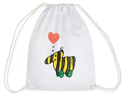 Produktbild von Spreadshirt Janosch Große Tigerente Mit Herz Liebe Turnbeutel, One size, Weiß