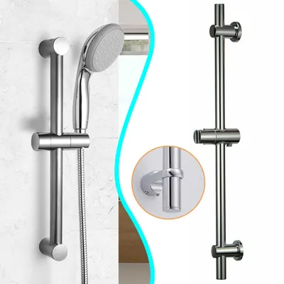 Produktbild von Duschstange 66 cm Edelstahl, Duschstange mit Höhenverstellbarem, mit Duschkopfhalterung