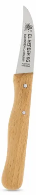 Gebogenes Schälmesser 6 cm, RVS, Buchenholzgriff