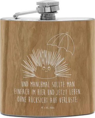 Produktbild von Mr. & Mrs. Panda Flachmann Seeigel - Transparent - Geschenk, Lebe, feldflasche, edelstahl, Urlaub, Achtsamkeit, Selbstakzeptanz, schnapsflasche, Hier und Jetzt, Hip Flask