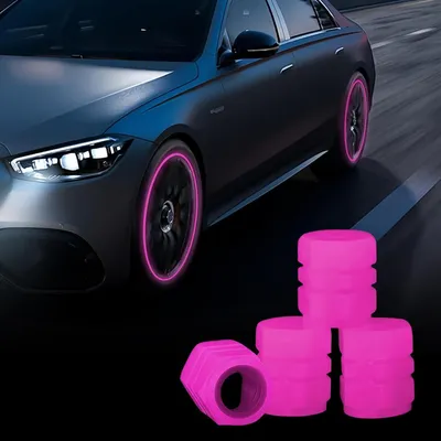 Produktbild von 4 Stück Leuchtende Ventilkappen Auto Rosa Universell für Auto Motorrad Fahrrad