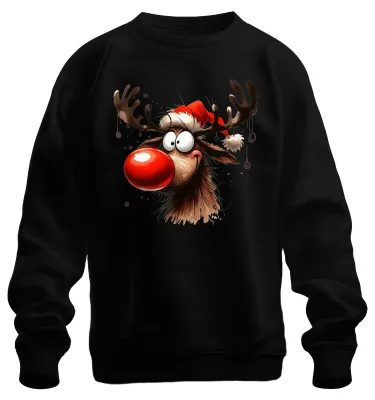 Produktbild von Lustiges Reh Rentier Rudolf Elch - Weihnachten Xmas Sweatshirt Pullover, Schwarz, XL