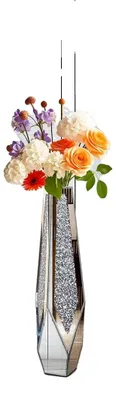 Produktbild von Blumenvasen, elegantes Spiegel-Finish, Kristalleinlage-Design, Bodenvase