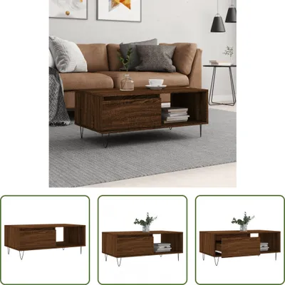 Produktbild von The Living Store Couchtisch Braun Eichen-Optik 90x50x36,5 cm Holzwerkstoff