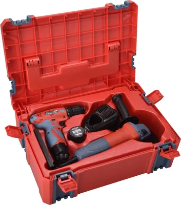 Produktbild von Premium Werkzeugset schnurlos 100-teilig mit Bohrmaschine Winkelschleifer 8898311