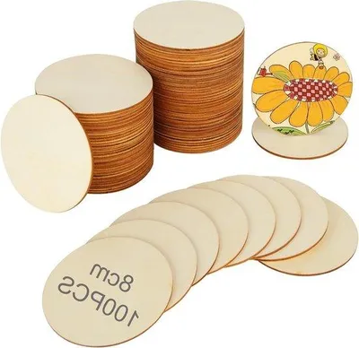 Immagine prodotto di Dischi di legno da 8 cm di diametro e 25 mm di spessore con fori per il fai da te