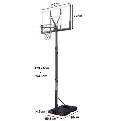 Obrázek produktu pro Venkovní basketbalový koš, výškově nastavitelný, odolný design, jak je znázorněno