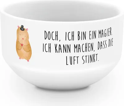 Produktbild von Mr. & Mrs. Panda Schüssel Hamster Hut - Weiß - Geschenk, Müslischale, Obstschale, dessertschale, Magier, Zauberer, schale, Gute Laune, Porzellan, Zylinder, Zwerghamster
