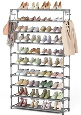 Image de Étagère à chaussures - grande capacité - grise - 86 x 25 x 155 cm
