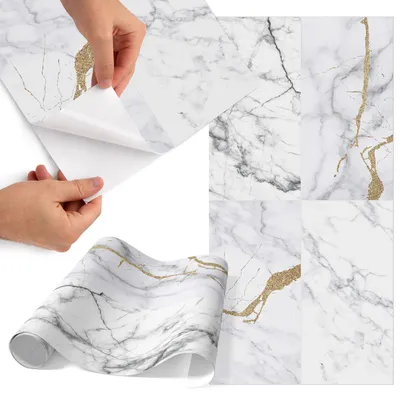 Zdjęcie produktu dla Folia do mebli 65 x 130 cm – folia samoprzylepna do mebli – folia samoprzylepna – folia do mebli – folia do mebli kuchennych – folia samoprzylepna do kuchni – folia do szafek – wodoodporna – zmywalna – samoprzylepna – bez pęcherzyków powietrza – usuwalna bez pozostawiania śladów – elegancki wzór marmuru