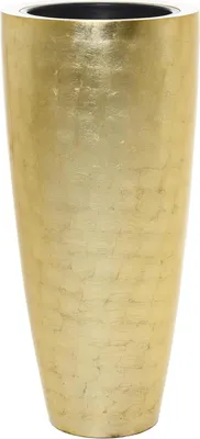 Produktbild von VIVANNO Pflanzkübel Fiberglas CITY Rund, Blattgold Blattoptik hochglanz - 37x80 cm