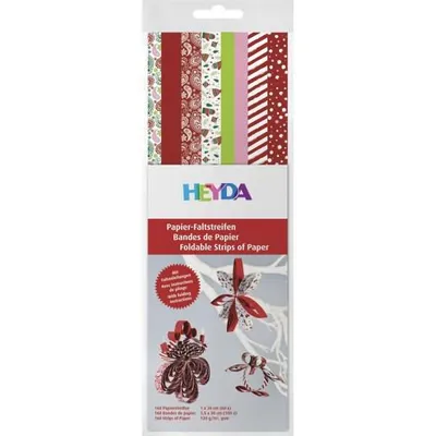 Produktbild von HEYDA Faltstreifen-Set Christmas 1 x 30 cm 15 x 30 cm Papier rot/weiss