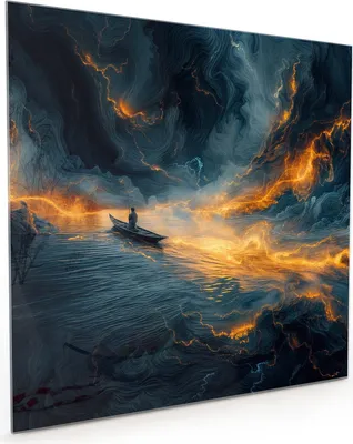 Produktbild von Küchenrückwand Spritzschutz Glas mit Motiv Feuer und Wasser 40 x 40 cm