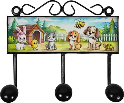 Produktbild von Tiere Kleiderhaken Leiste mit 3 Haken für Kinderzimmer
