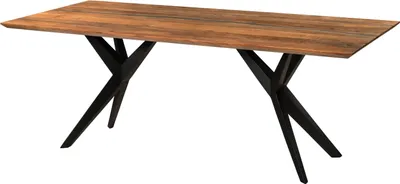 Produktbild von MASSIVMOEBEL24 Esstisch Akazie 180x90x76 natur lackiert / Epoxid schwarz, Sterngestell anthrazit matt EPOXY