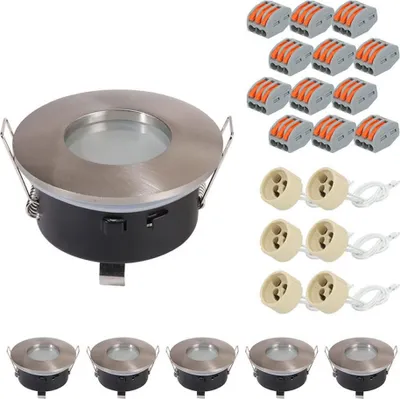Produktbild von hoftronic LED Einbaustrahler 6er Set GU10 Fassung IP44 Rund Edelstahl