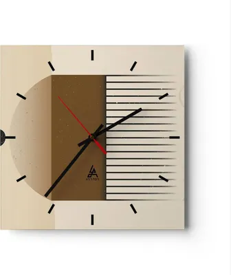 Produktbild von Wanduhr - Quadrat - Glasuhr - Abstraktion Geometrisch Boho - 30x30cm - Schleichendes Uhrwerk - Lautlos - zum Aufhängen bereit - Dekoration Modern - Wanddekoration aus Glas - C3AC30x30-4826