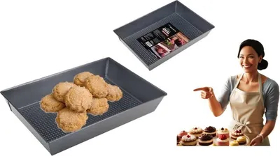 Produktbild von Rechteckiges Backblech, antihaftbeschichtet, IDEAL, 34 x 24 x 6 cm, dunkelgrau, metallisch
