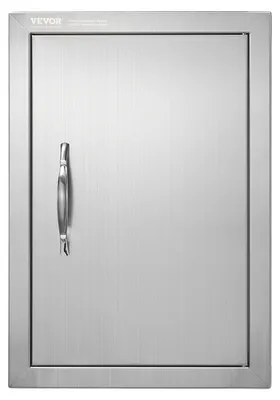 Productafbeelding van VEVOR Grilldeur, 355 x 508 mm, losse buitendeur voor keuken, roestvrijstalen deur met vlakke montage, verticale wanddeur met handgreep, geschikt voor grill-eiland, grillstation, buitenkast