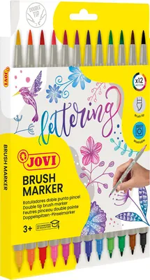 Produktbild von Jovi Doppelspitzen-Pinselmarker "Lettering" 12er Schachtel