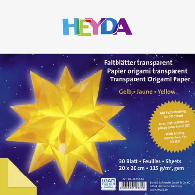 Produktbild von Heyda Faltblätter Transparent Gelb 20x20cm 204875566 Bastelpapier