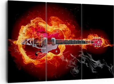 Produktbild von Bild auf Leinwand - Leinwandbild - Instrument Flammen Saiten - 165x110cm - Wand Bild - Wanddeko - Leinwanddruck - Bilder - Kunstdruck - Wanddekoration - Leinwand bilder - Wandkunst - CE165x110-0201
